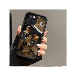 Suitable For IPhone 16 15 Pro Max Plus 14 13 12 11 X XR Creative Rooster Fighting Pattern Design Rugged Durable Shockproof Anti-Scratch Soft Silicone Case