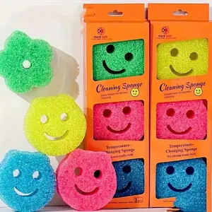 3-pack of heavy-duty, scratch-resistant, heat-resistant plastic sponges, Cleaning pad, with color-coded surfaces (pink), durable dishwashing sponges with hanging holes, suitable for kitchens, glassware, and utensils, commercial and household use