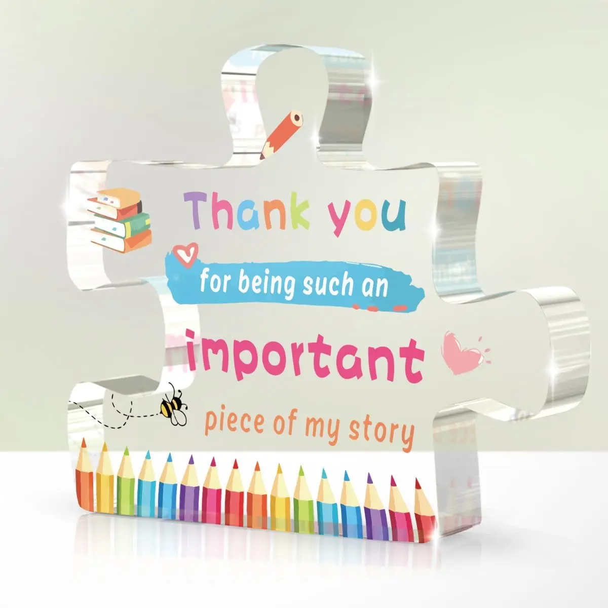 Custom Acrylic Plaque Sign - Assemblable 2D Puzzle Shape, 12x12x1.3cm/4.7x4.7x0.5in Tabletop Home Supplies, Desk Decoration, Birthday Graduation Keepsake Gift for Teachers