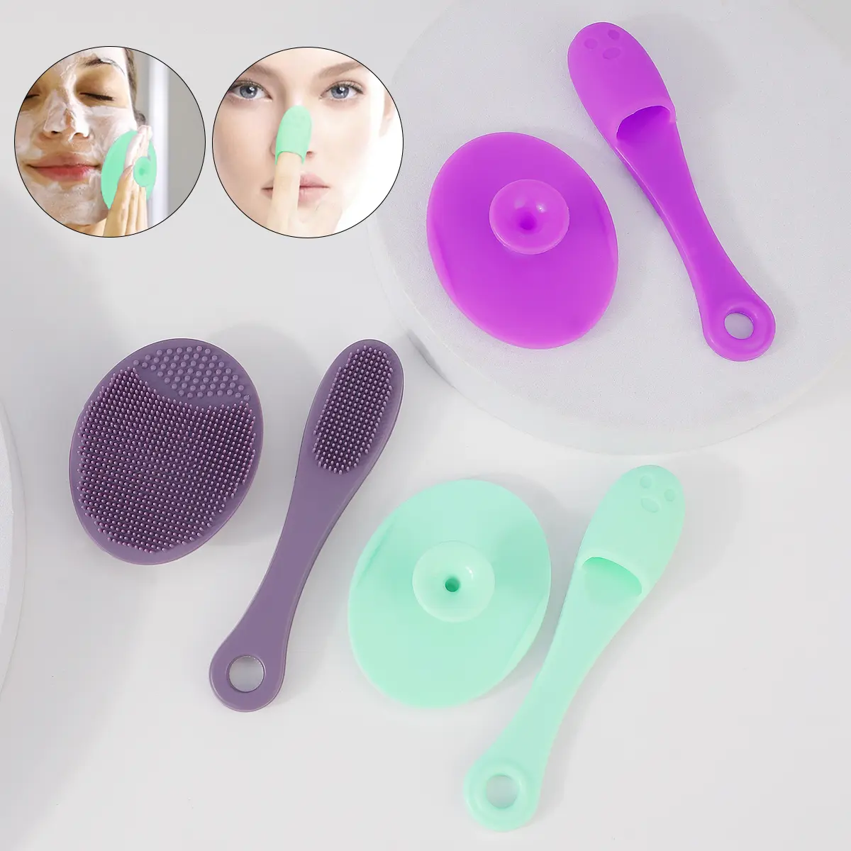 Soft Silicone Finger Brush for Facial Cleansing, Blackhead Removal & Facial Pore Cleaning, Gentle Exfoliating Face Brush for Daily Skincare Routine, Facial Cleansing Tools, Blackhead Remover Tool, Facial Cleansing Equipment, Face Scrub Brush