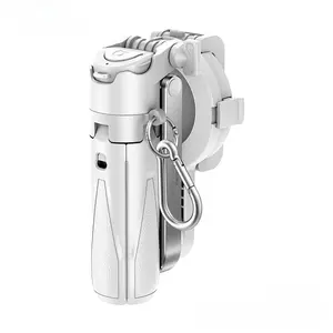 Ormos Wireless Magnetic Selfie Monitor Travel Tripod Stand with Remote Control and Fill Light With Detachable Remote Control Pocket Size, 4-in-1 Mini Phone Grip, 10m Wireless Shutter, Vlog Live Photography (White)