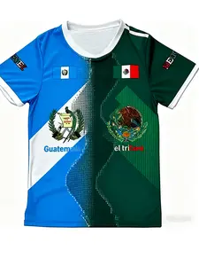 Mexican Honduras Guatemala Flag T-Shirt, Unisex Patriotic Short Sleeve Round Neck Top, Casual Fitted All over Print Tee for Men and Women