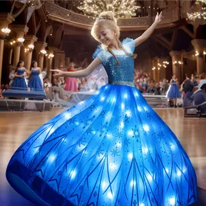 UPORPOR Light Up Girls Halloween Costume Snow Princess Dress Ice Christmas Costumes Kids Costume, Blue Purple,Mothersdaygift