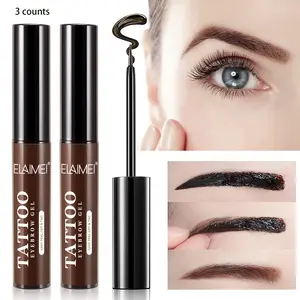 Elaimei 3 Color Eyebrow Wax Kit with Stencils, Waterproof Long-Lasting Natural Look, Easy Peel & Tone Adjustment, Eyebrow Tattoo Gel Tool Set