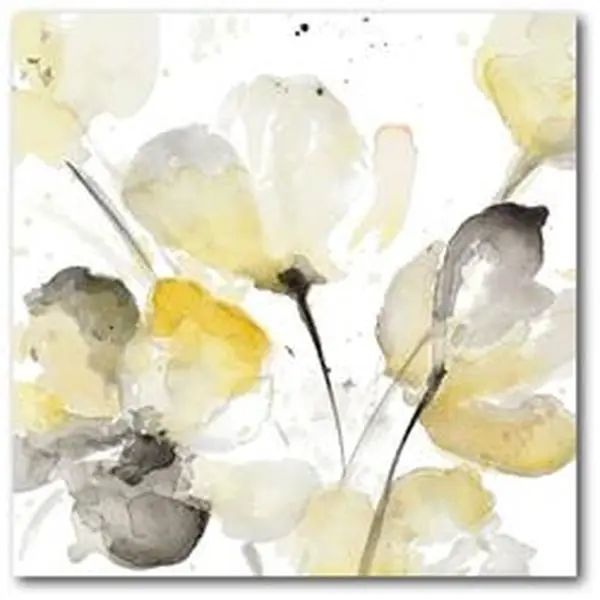 Courtside Market WEB-YG226 Thick 1.5in Heavyweight Neutral Abstract Floral Gallery-Wrapped Canvas Wall Decor with Stretcher Bars, 24x24in Square Print for Home Accent Wall & Office Home Inspo, Gallery Wrap