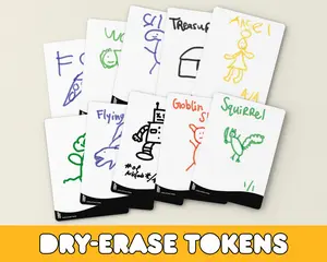 Everlasting Tokens - Dry Erase Token Cards for MTG, DnD, or Any Table-Top Game - Reusable Versatile Game Piece Tokens - Makes a Great Gift for Any Gamer