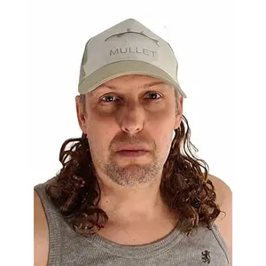 HandinHandCreations Mullet Fish Hat Brown or Blonde USA Gag Gift Merica Redneck 4th of July All American Costume (Brown)