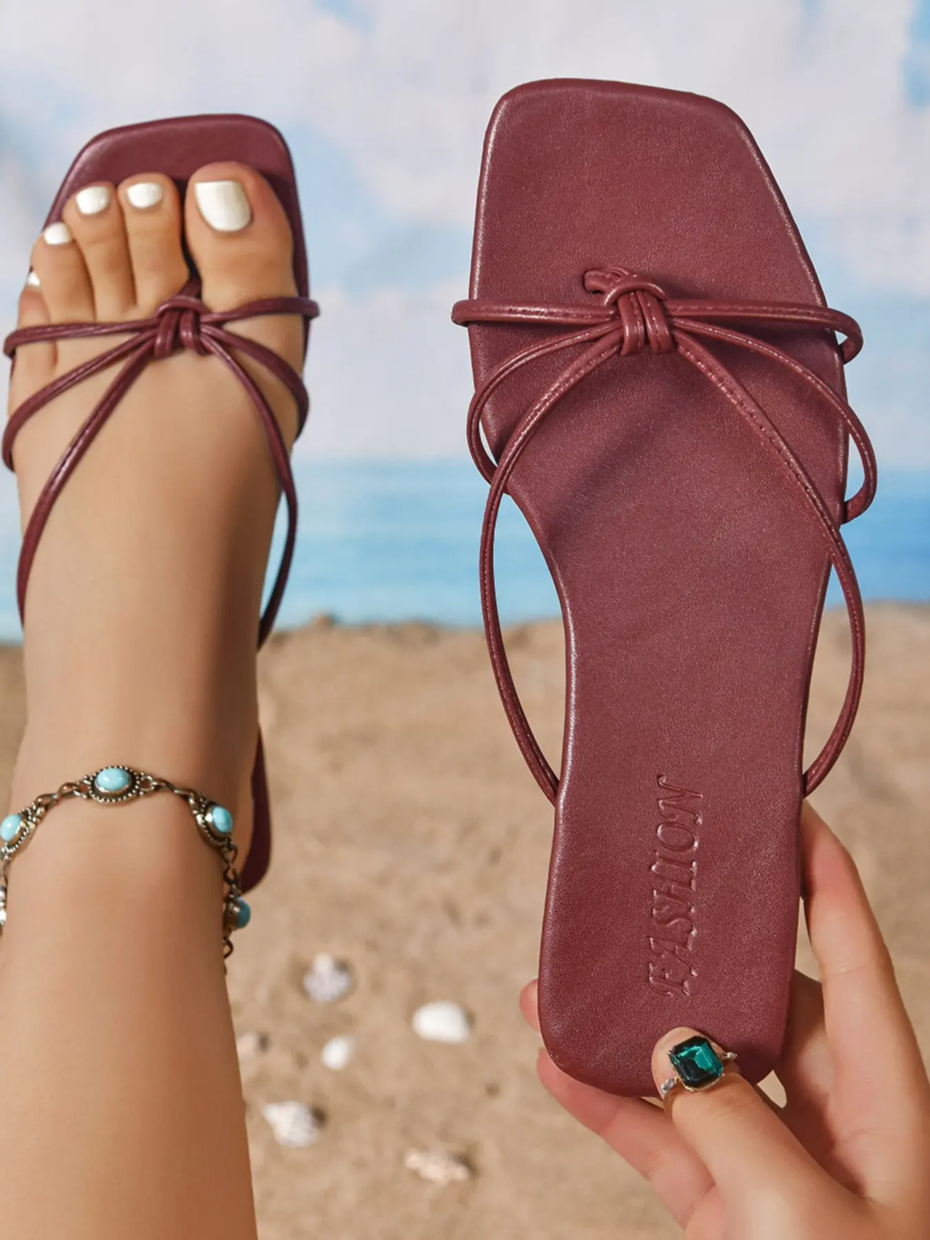 Women's New Square Toe Open-Toe Elegant Flat Sandals, Fashion Cross Strap Mules Shoes, Multiple Colors Available for Weddings Parties Dinners Street Style, Elegant Fashionable Sandals, Chic Summer Footwear
