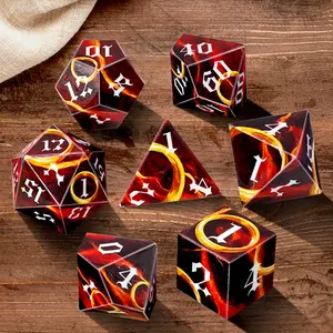 7-piece Magic Lord Ring DND Dice Set with Box, DND Dice Set, Acrylic Material, Suitable for Dungeons & Dragons, Polyhedral Dice Set, Lord of the Rings Gift Suitable for Role-Playing Games and Collectors