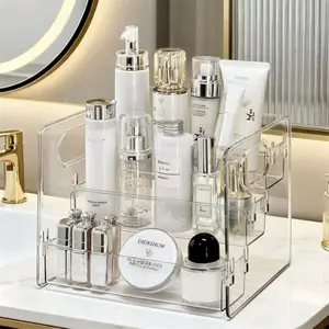 3-Tier Staircase Storage Rack Bathroom Vanity Organizer, Cosmetic Box Holder, Office Desktop Display Shelf, Makeup & Skincare Storage