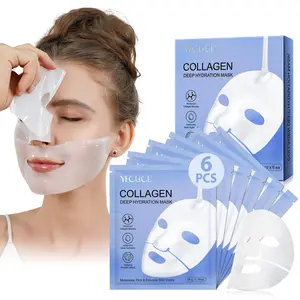 YECUCE Collagen Moisturizing Deep Hydrating Mask 1 Box 6 Pieces, Night Moisturizer Hydrating Hydrogel Mask, Rich in Collagen and Hyaluronic Acid, Long-lasting Moisturizing and Enhancing Elasticity