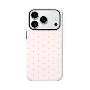 Mobile Phone Case for iPhone 11-17 Series Pro & Pro Max, Trendy Pink Polka Dot & Brown Unique Design, Heavy Duty Shockproof Drop Protection, Premium Durable Cover