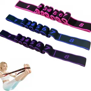 Gymnastics Stretch Resistance Band - Professional Yoga Training Belt with Multi Loops for Pilates Yoga Dance - High Elastic Durable Fabric