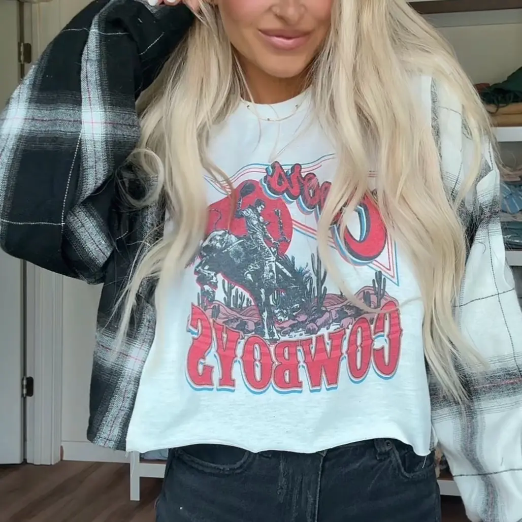 Cowboy Cropped Flannel Long Sleeve