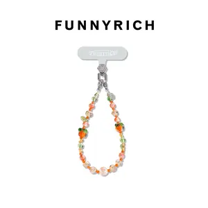 2-in-1 Handmade Persimmon Wish Phone Chain by FUNNYRICH | Unique Star Case & Classic Wear Styles | Fresh Orange & Green Persimmon Beaded Design | Cute Summer Aesthetic Phone Accessory for iPhone/Android | Good Luck & Style Your Device