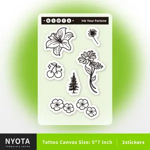 NYOTA Waterless Instant Tattoo Sticker - Silent growth 5x7 Inch Temporary Tattoos - 12 Stickers Included