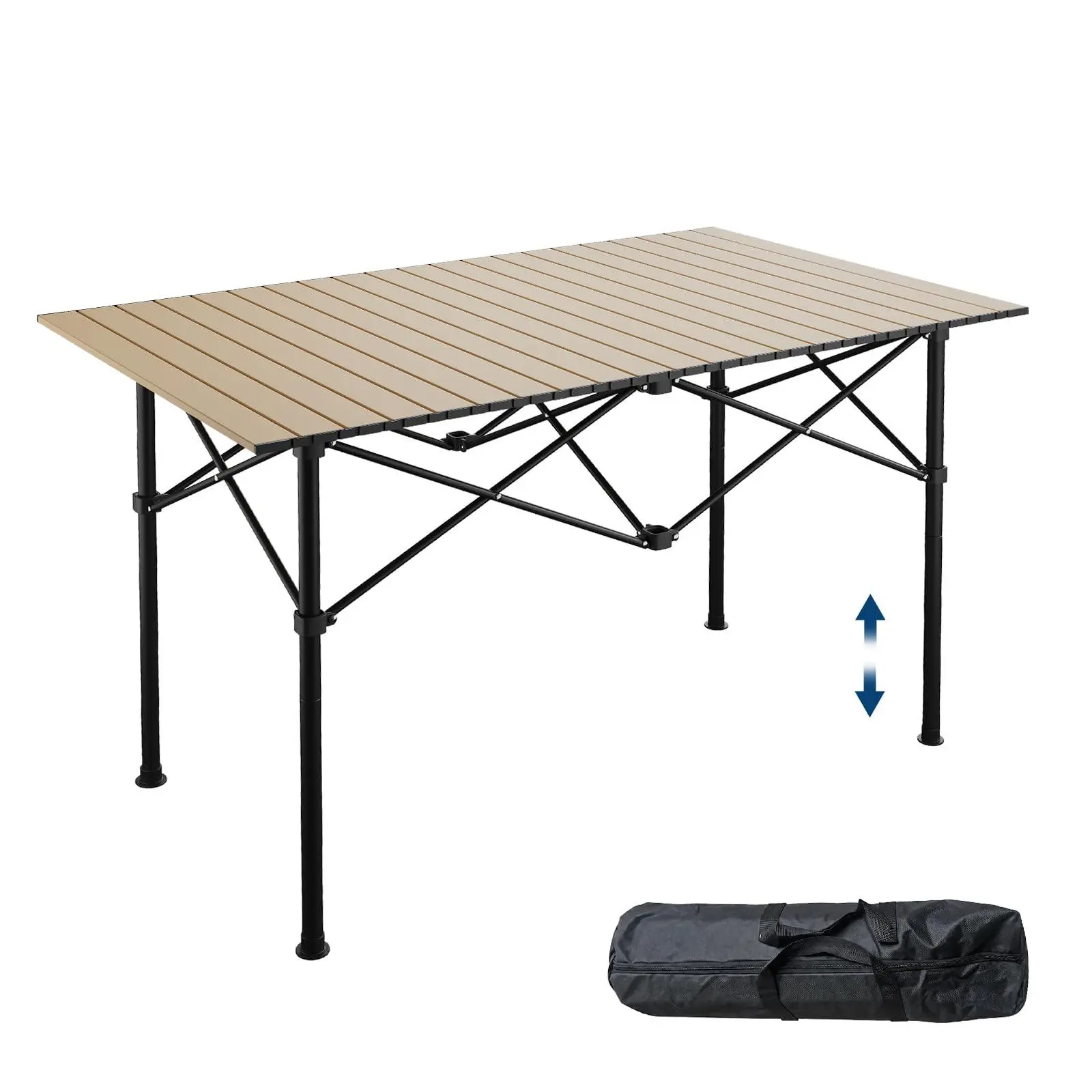 Lightweight Aluminum Roll-Up Camping Table with Carrying Bag, Portable Design for Outdoor, Camping, Beach, BBQ, Patio, and Picnic, Durable & Waterproof Foldable