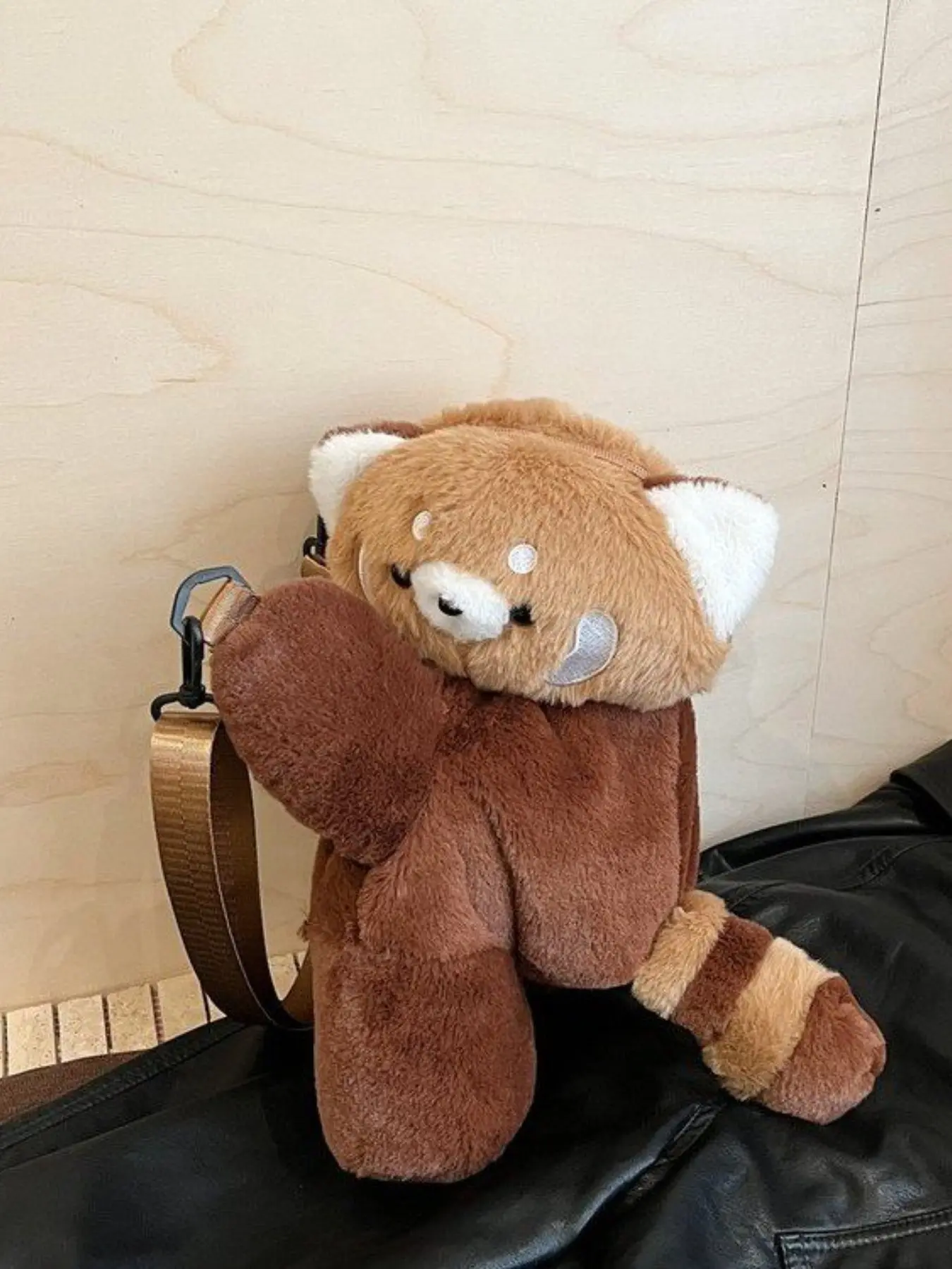 New Panda Plush Coin Backpack, Cute Raccoon Crossbody Bag, Fashionable Shoulder Bag, Large Capacity for Travel, School, Daily Use