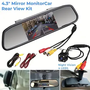 HD 10.92cm TFT LCD Car Rearview Mirror Monitor with Night Vision Backup Camera - Easy Installation, Dual Video Inputs for Monitor Reversing Parking SUV Pickup Camper Tractor RV etc. A Wide Range of Vehicles