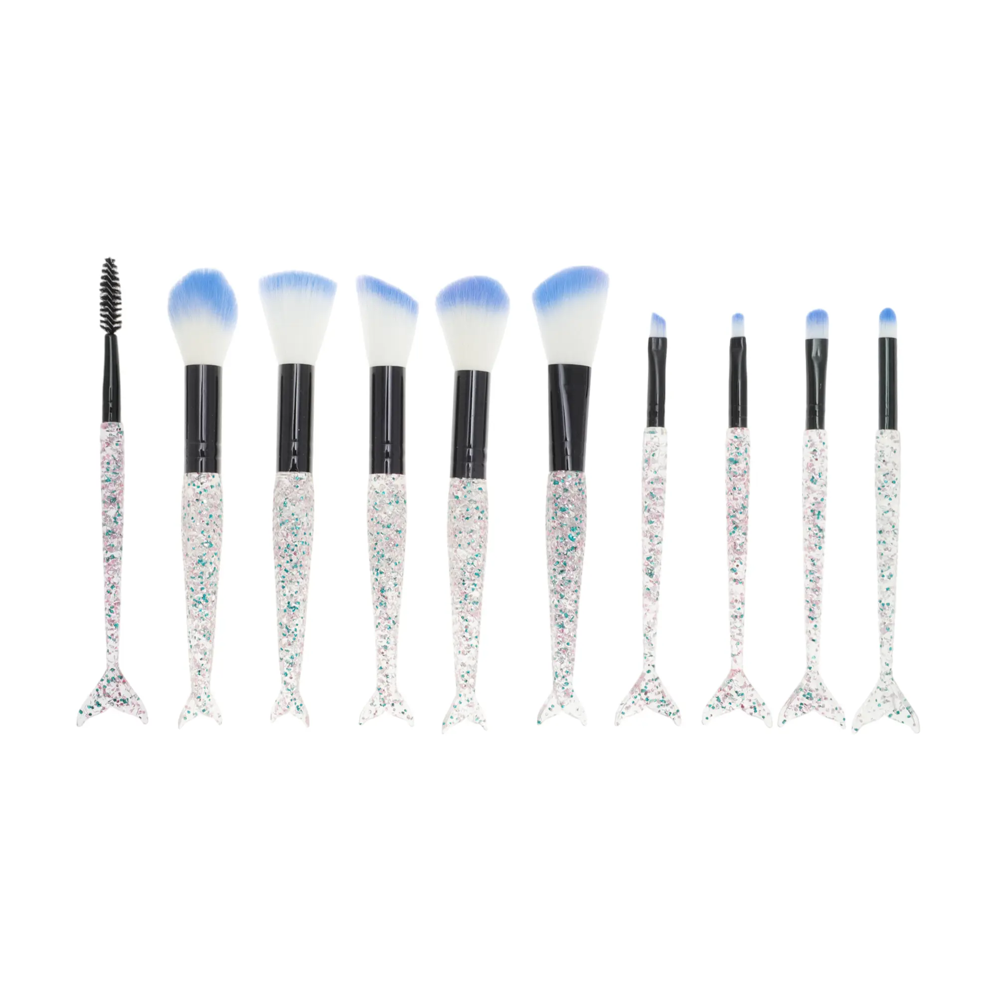 VOCOSTE 10 Pcs Mermaid Makeup Brush Set for Bathroom VOCOSTE 10 Pcs Mermaid Makeup Brush Set for Bathroom