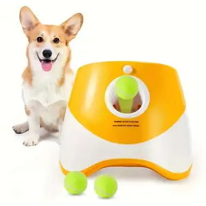 As seen on TikTok! Automatic Ball Launcher for Small and Medium Dogs, USB Rechargeable Ball Thrower,10-30 Ft, Indoor& Outdoor Tennis Ball Thrower, 3PCS Mini Tennis Balls.
