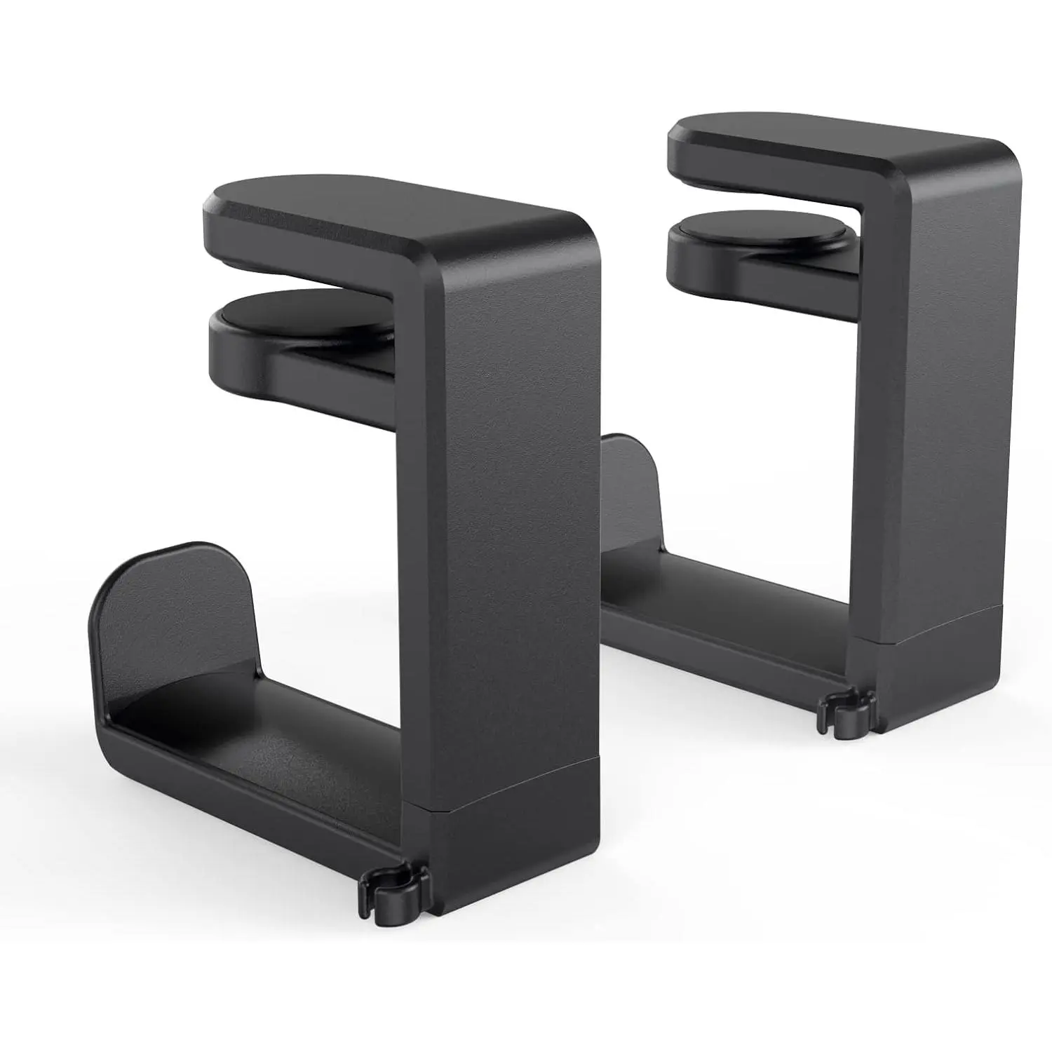 Rotating Headphone Stand -  PC  Stand, Adjustable Clamp-on Headphone Holder, Headphone Hanger Hook Under Desk with 360 Degree Swivel&Cable Clip Organizer - Black, 2 Pack