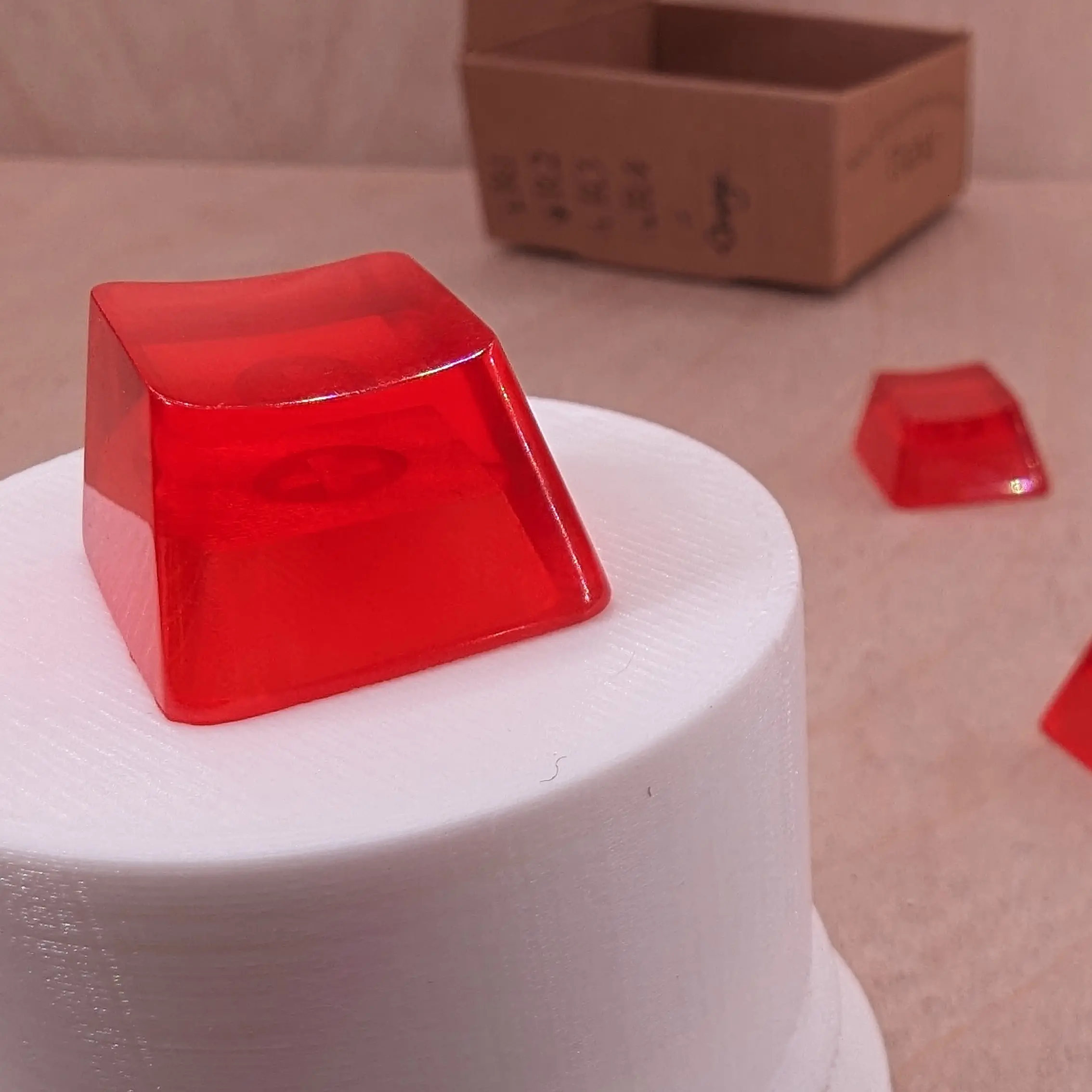 ResinKeyWorks Orange Blank 1U Accent Keycaps, Transparent Hand Polished Resin OEM Caps with MX stems