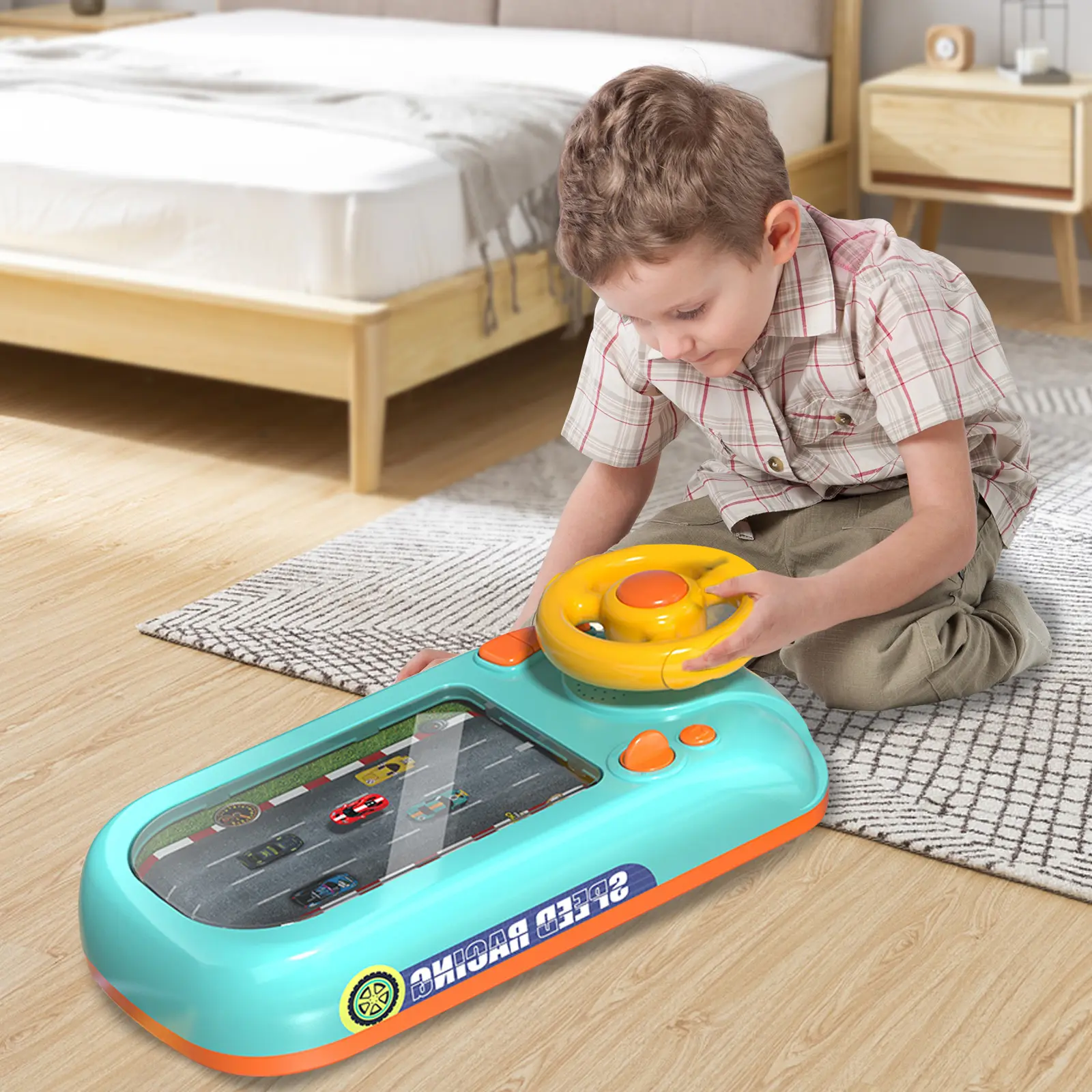 Kids Racing Car Steering Wheel Toy - Desktop Electric Simulation Driving Game Console, Educational Avoidance Kids & Toddler Toys, Kids Toys