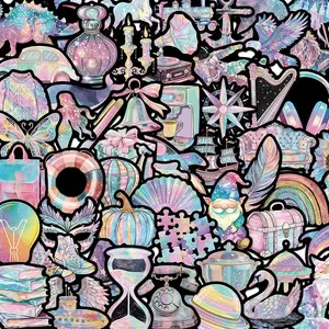 Colorful Sticker, 60pcs/set Cute Cartoon Sticker, Decorative Sticker for Phone, Computer, Guitar, Bag, Water Cup, Scrapbook