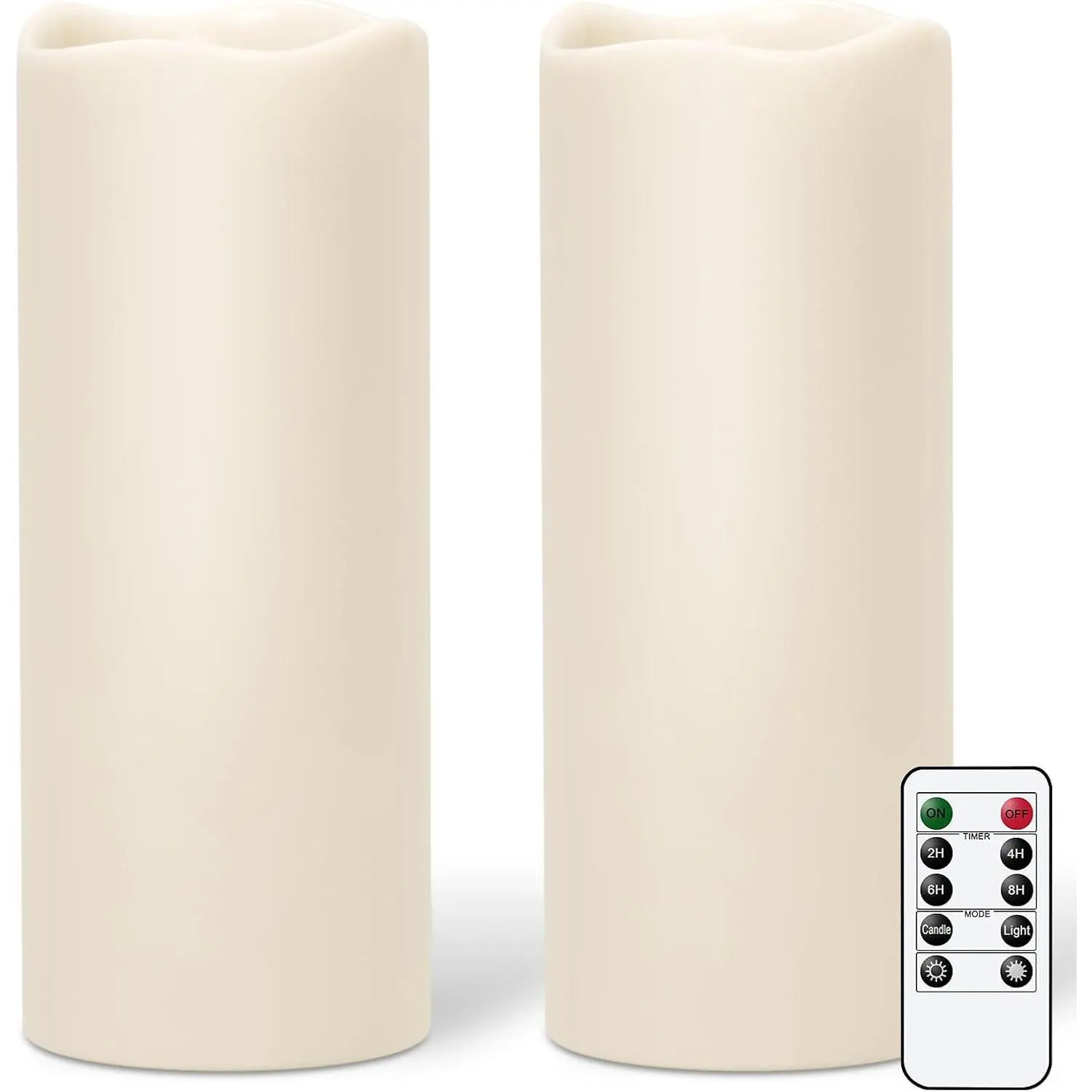 Large Flameless Candles with Remote for Lanterns, 2 Pack 4" x 10"  Operated with Timer, LED Pillar Candles Flickering for Indoor Outdoor Lanterns, Long-Lasting for Decor
