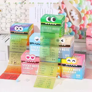 Mother's Day Gift 3 Pack  Design Cute Monster Pattern Sticky Note 105 Sheets Roll Funny Pastel Animal Post It Notes Self Adhesive Cartoon Memo Pads Vibrant Gradient Design Easy Memo Pads