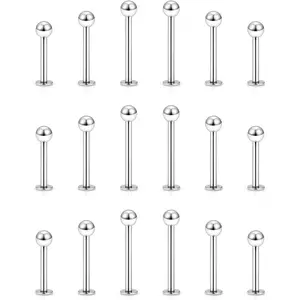 Yaalozei 20G 16G 14G 12G Lip Labret Medusa Monroe Rings Studs Surgical Steel Tragus Helix Cartilage Earring Stud Rings Piercing Jewelry Bar Length 8mm 10mm 12mm Mix Color 18PCS