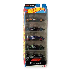 Hot Wheels Toy Cars Formula 1 5-Pack, Set of 5 1:64 Scale Die-Cast Vehicles Featuring F1 Racing Team Decos, Collectible Race Cars