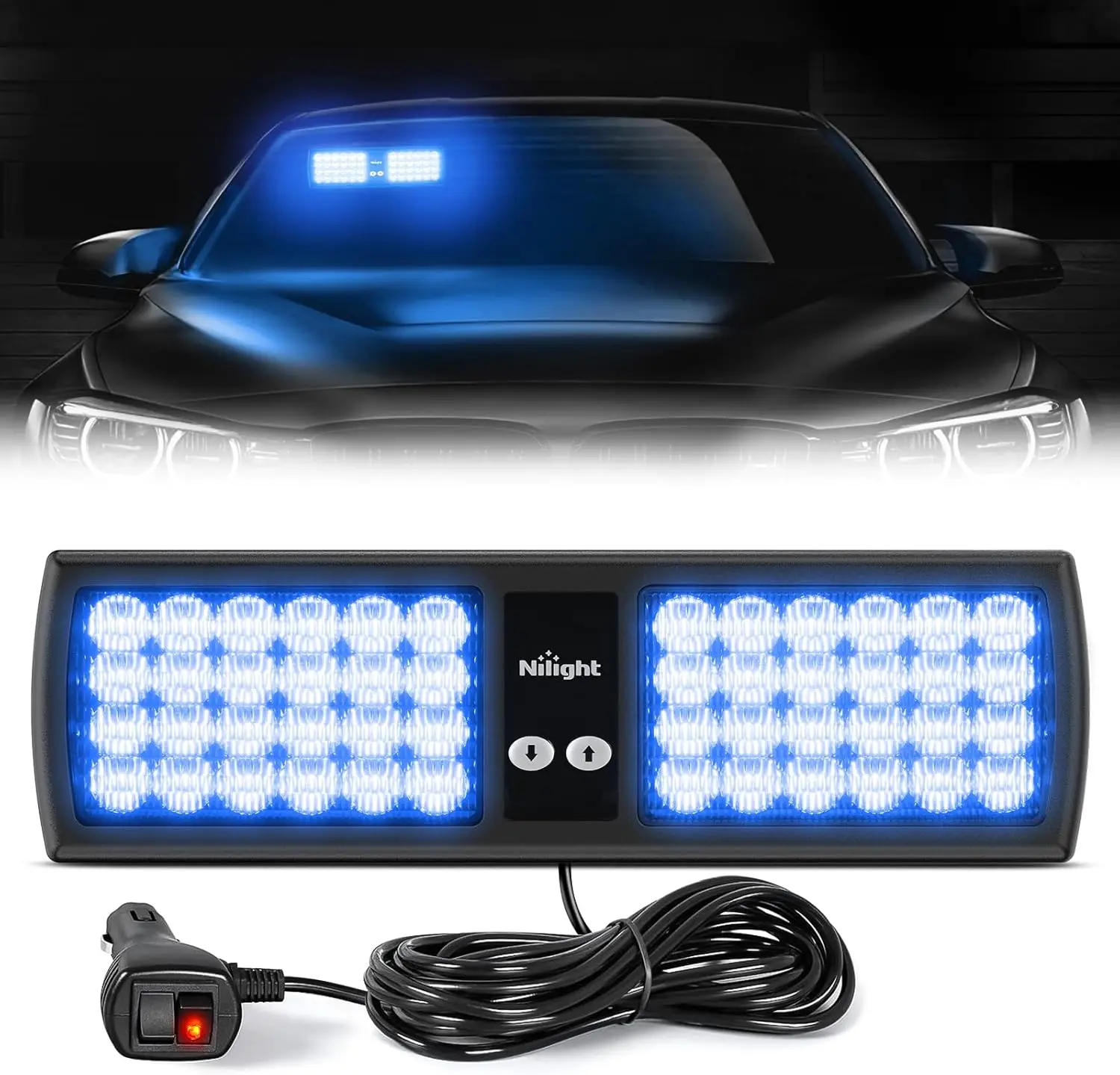 Nilight Blue 48LED Visor Lights Interior Windshield Lights Super Bright LED Lights, Led Work Light, Strobe Car Lights