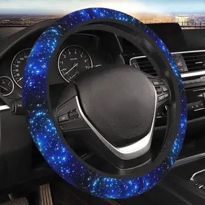 Starry Sky Print Car Steering Wheel Cover, Breathable Non-Slip Elastic Band, Universal Fit for All Seasons, Summer Use Only