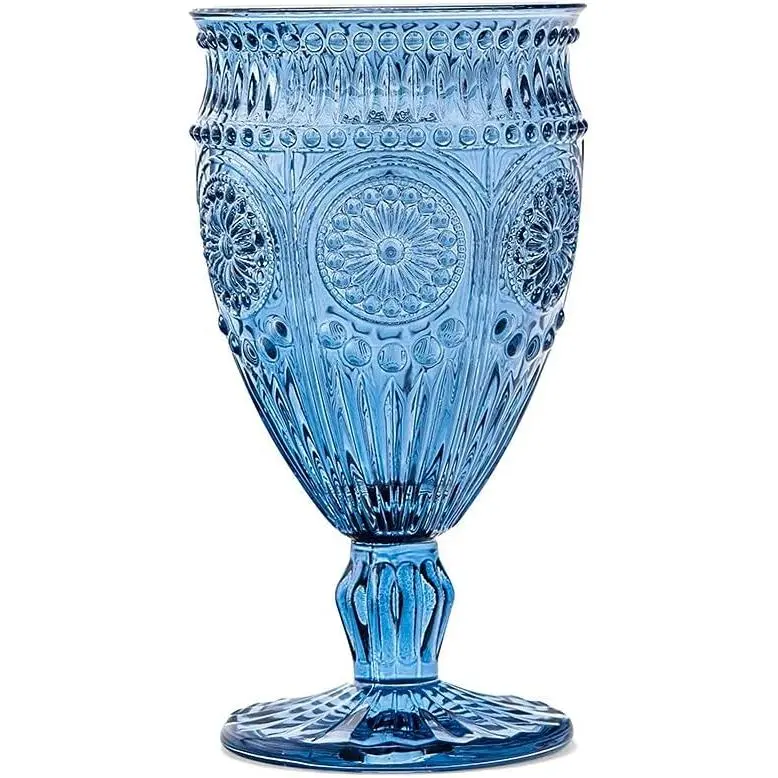 Style Pressed Glass  Goblet 10oz - Blue