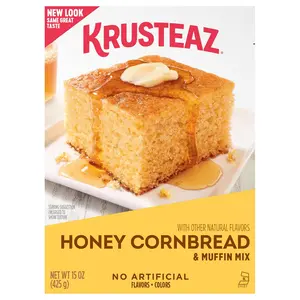 Honey Cornbread and Muffin Mix, No Artificial Flavors and No Artificial Colors, Baking Mix, 15-ounce Box