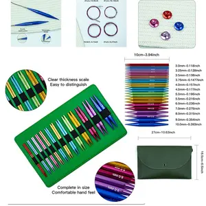 DIY Multifunctional Detachable Ring Pins, 10cm Long Multi-Color Set, Oxide Aluminum Interchangeable Cord Knitting Needles, 3.0mm-10.0mm, 13 Pairs