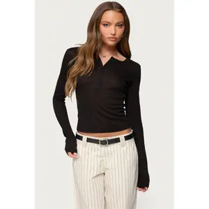 Nettie Ribbed Henley Top