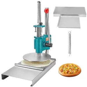 summervibes Manual Pizza Dough Press Machine - 9.5in/24cm Circular Kitchen Tray, Food-Safe Stainless Steel Presser, Height-Adjustable Pressure Lever, Straight & Default Shaping Tool for Household Chapati/Pastry Crust Forming