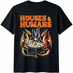 Men's Cotton Fashion Graphic T-Shirt - Short-Sleeve, Casual, Gaming RPG Parody Humans Design, Menswear Streetwear for Gamer Men