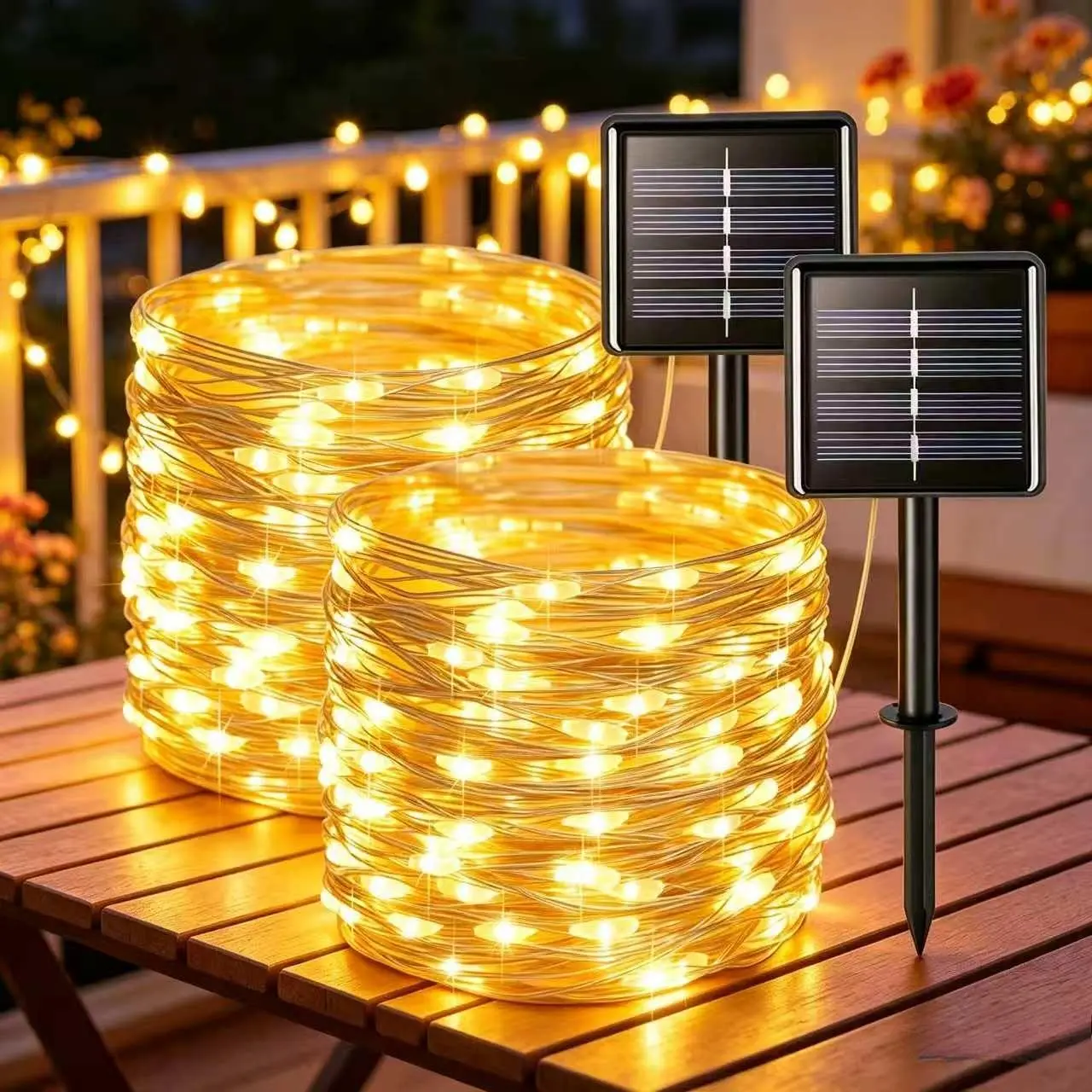 2-Pack 39FT 100 LED Solar Fairy Lights | 8 Modes Waterproof Copper Wire String Lights, Outdoor Decoration for Yard, Garden, Patio & Christmas