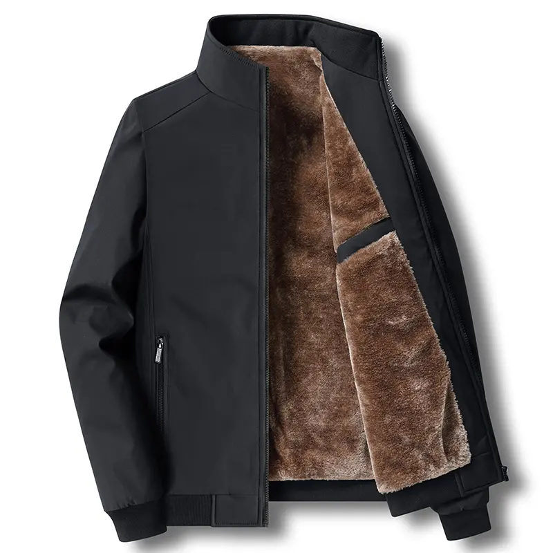 Dad’s Casual Sports Jacket - Autumn Winter Fleece-Lined Thickened, Outdoor Cotton-Padded Warm Outerwear Coats Menswear heated jacket zip jackets winter clothes Long Sleeve