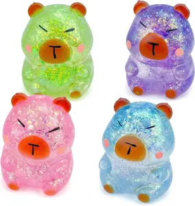 Capybara Squishy Stress Relief Toy,Jelly Glitter Slow Rising Fidget Sensory Toy Easter Basket Stuffer Gift