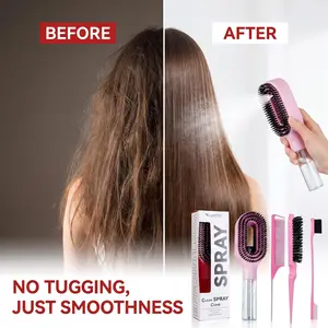 4pcs Portable Hairbrush Mister Spray for Women, 2-in-1 Water Spray Detangling Comb for Quick Morning Hair Styling, Lightweight Anti-Frizz Hair Care Brush for Wet & Dry Hair, Easy Travel Salon Styling Tool for Daily Use, Tangle Free Hair, Detangler Brush