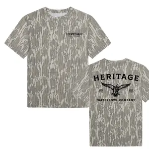 Heritage Waterfowl Company Short Sleeve Pattern Camo 3D For Men, Mossy Oak Stylish Design for Streetwear, Camo Shirt, 3D Mossy Oak, Gift for Him