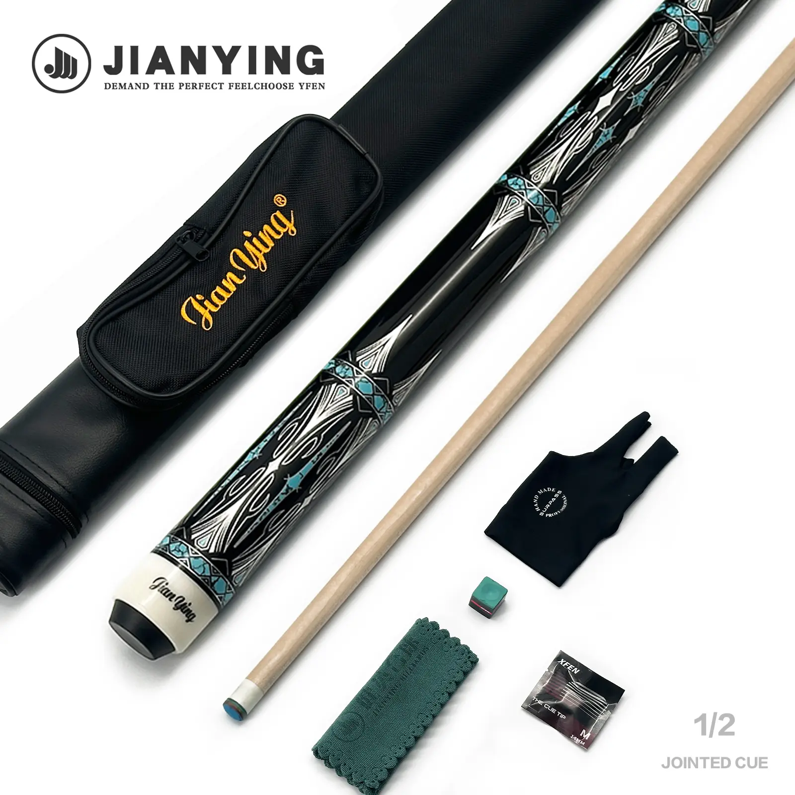 Jian Ying Design Style 58-inch billiard cue 12.5mm head 18 - 21 ounces billiard cue high-quality model, suitable for billiard competitions, as a gift, precise hitting