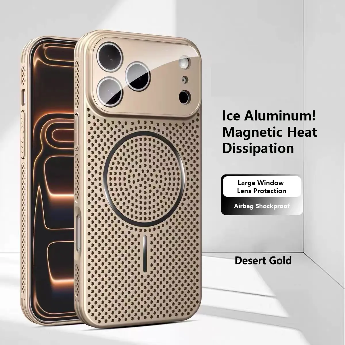 Magnetic Cooling MagSafe Protective Phone Case for iPhone 17 Pro Max,16,15 Plus,14,13,12 - Honeycomb Mesh Pattern, Solid Color Minimalist Style, Anti-Scratch Soft Edge, Anti-Drop Protection, Breathable Heat Dissipation, Wireless Accessories Cover NN178