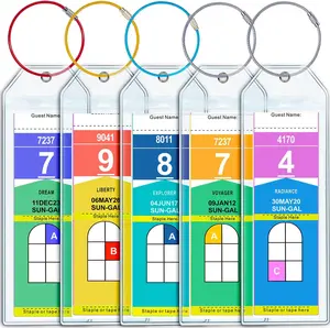 5-Pack PVC Cruise Luggage Tag Holder with Braided Steel Rings for Royal Caribbean & Celebrity, 2026 Waterproof Durable Cruise Ship Essentials