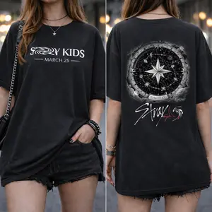Kpop Fan March 25 Anniversary Shirt, Gift for Fans 8 Members Stay, Vibe Vintage Compass Star Graphic Cozy Streetwear Oversized Fan Merch